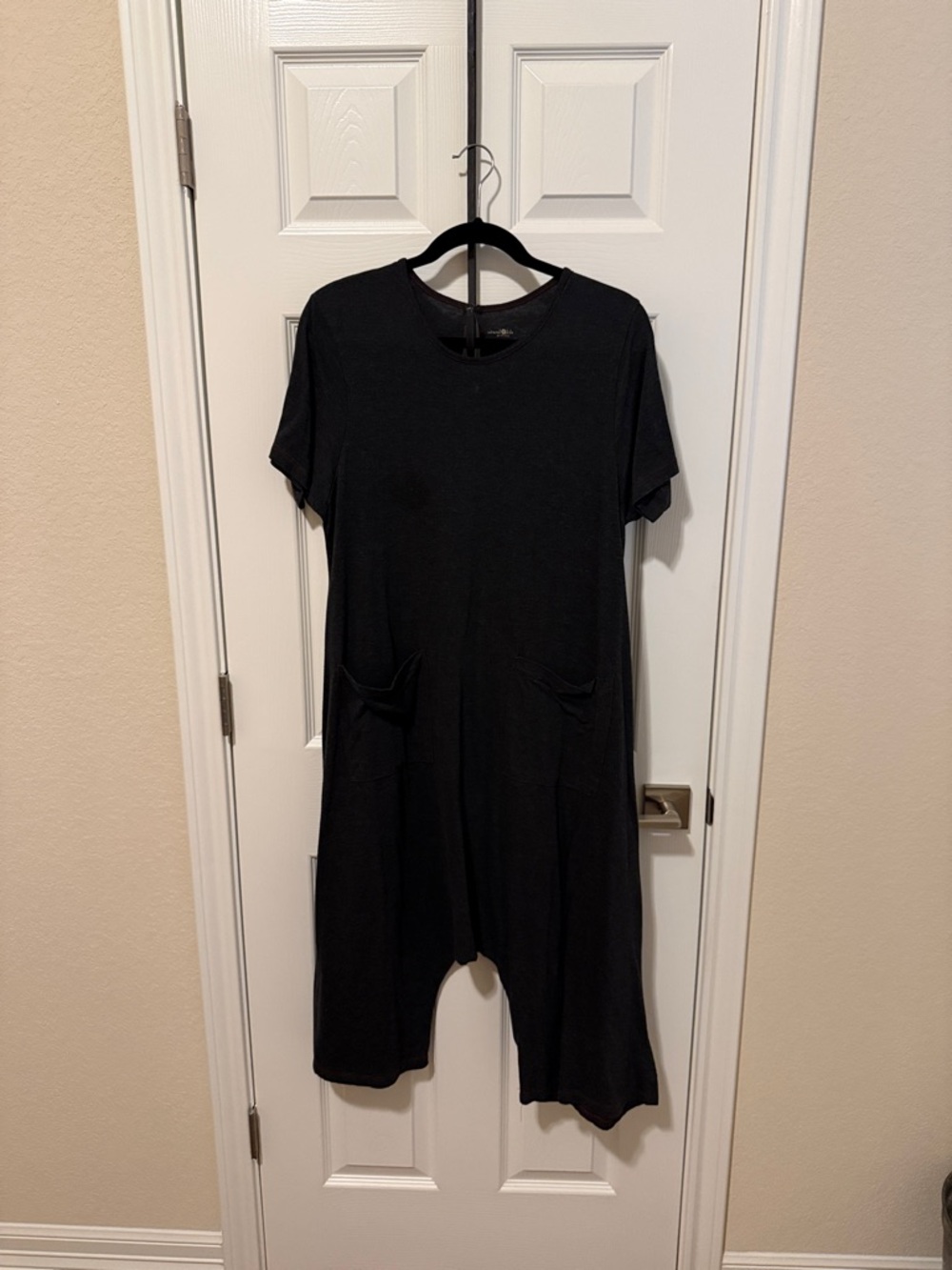 NATURAL LIFE  charcoal gray Short-Sleeve Relaxed Jumpsuit